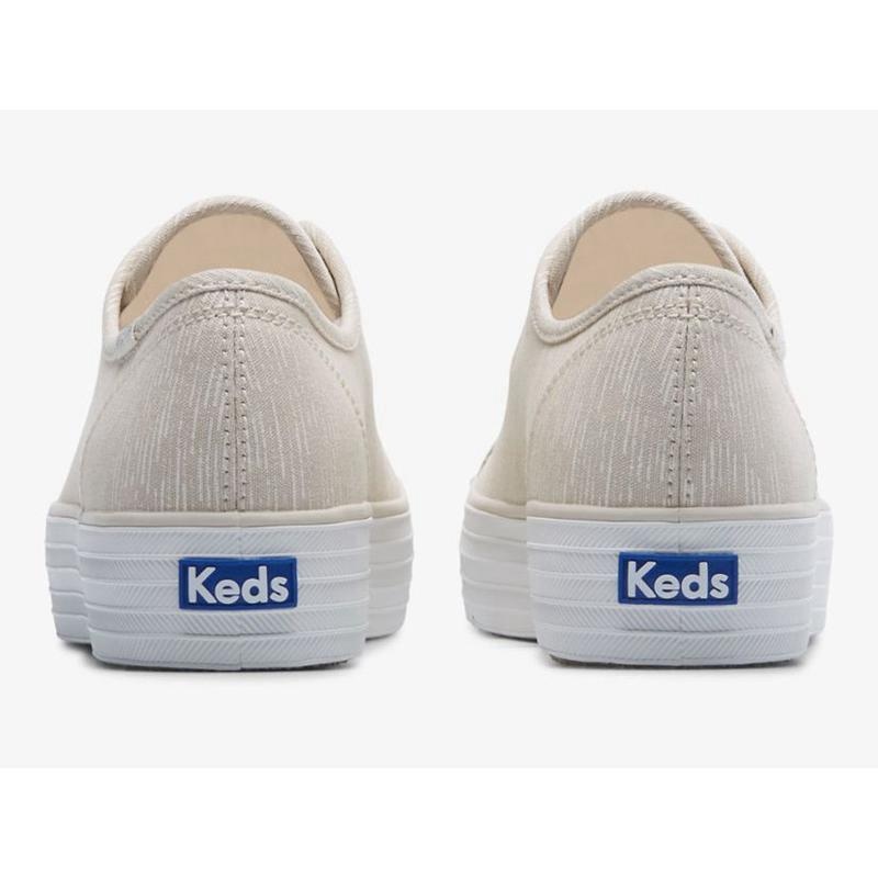 Keds Triple Kick Kanvas Lines Print Lace Ups Kadın Gümüş | ABLRC-3428