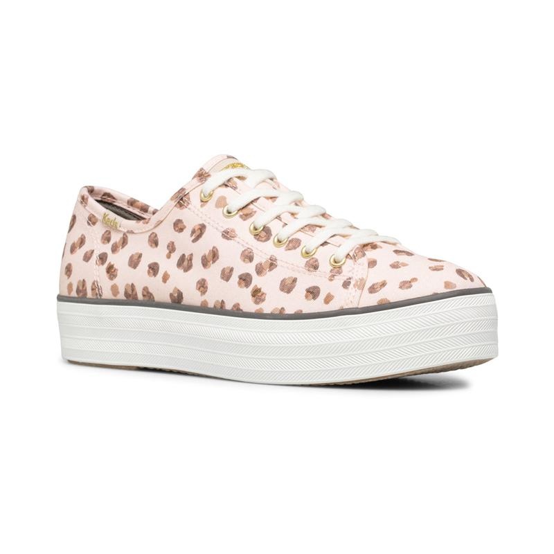 Keds Triple Kick Leopard Kanvas Canvas Kadın Pink/Multicolor | MXCQG-2459