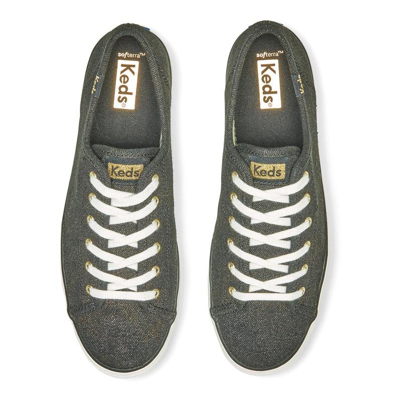 Keds Triple Kick Metallic Canvas Kadın Black/Gold | XNKSY-9204