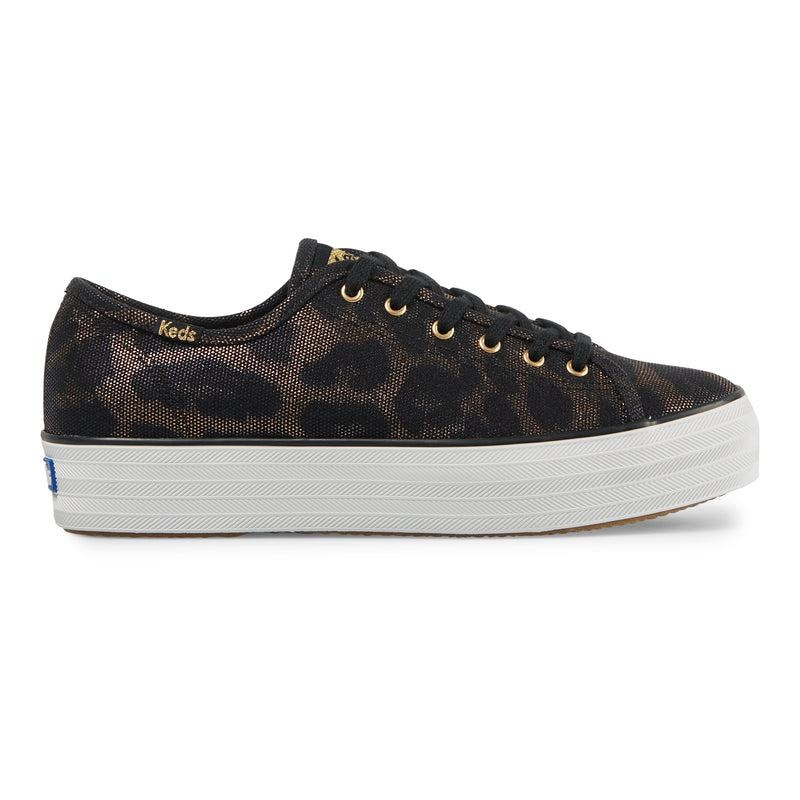 Keds Triple Kick Metallic Kanvas Canvas Kadın Siyah | HOJNB-1342