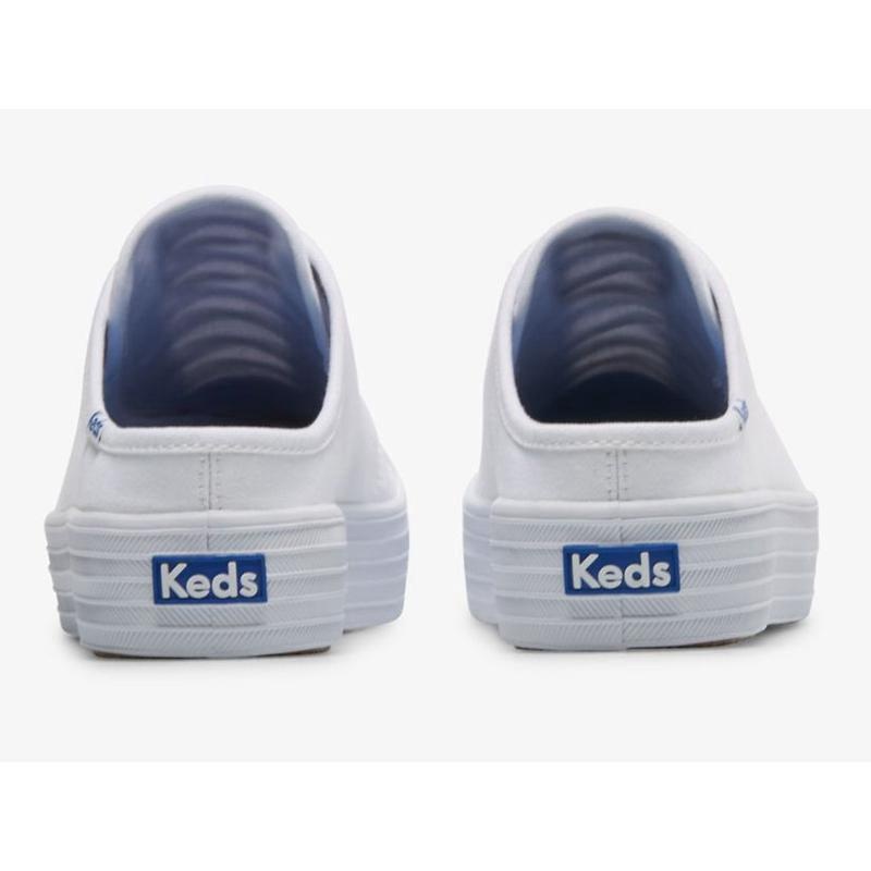 Keds Triple Kick Mule Kanvas Makosen Ayakkabı Kadın Beyaz | DHKAT-7189