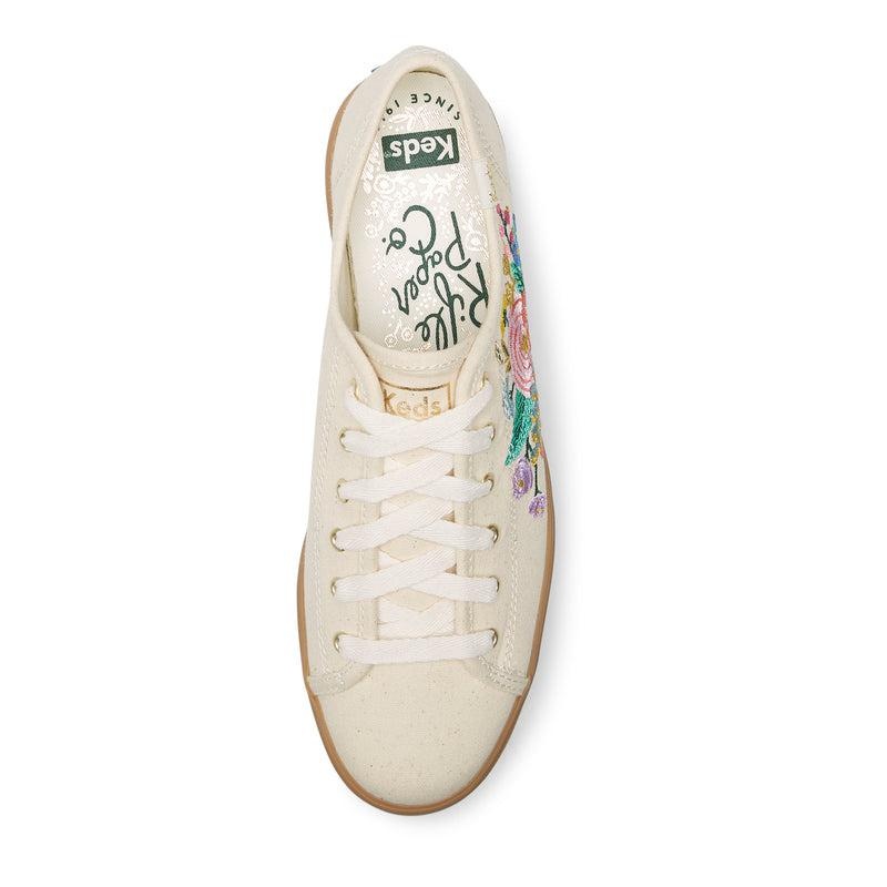 Keds Triple Kick Rifle Paper Co. Embroidered Garden Party Linen Prints Kadın Beyaz | BGTZW-7249