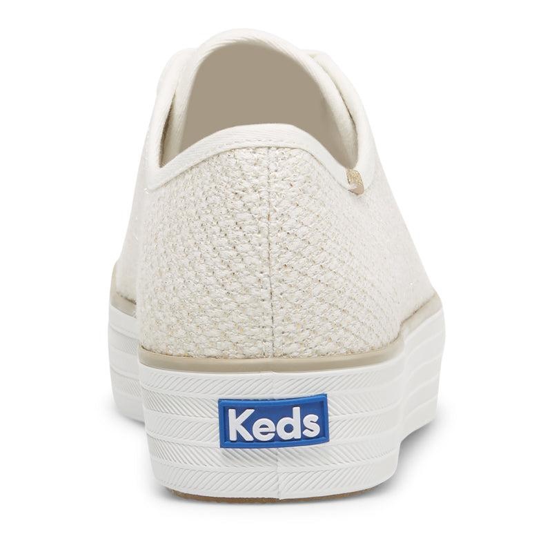 Keds Triple Kick Woven Cream Kanvas Platform Sneakers Kadın Cream/Gold | FERGV-1394