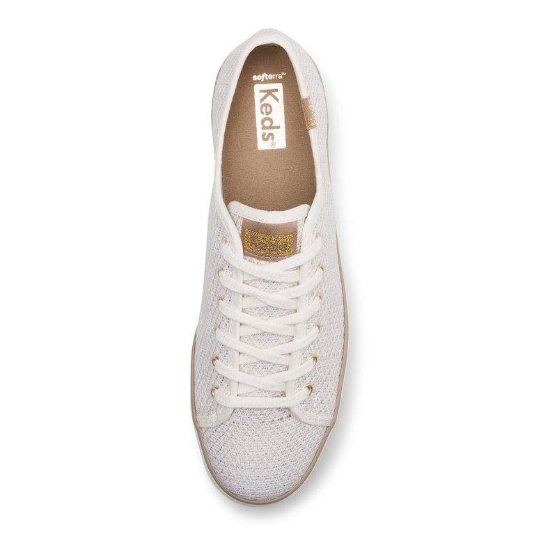 Keds Triple Kick Woven Cream Kanvas Platform Sneakers Kadın Cream/Gold | FERGV-1394