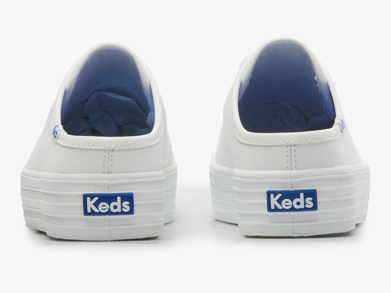 Keds Triple Mule Deri Leather Sneakers Kadın Beyaz | ZTUSQ-4785