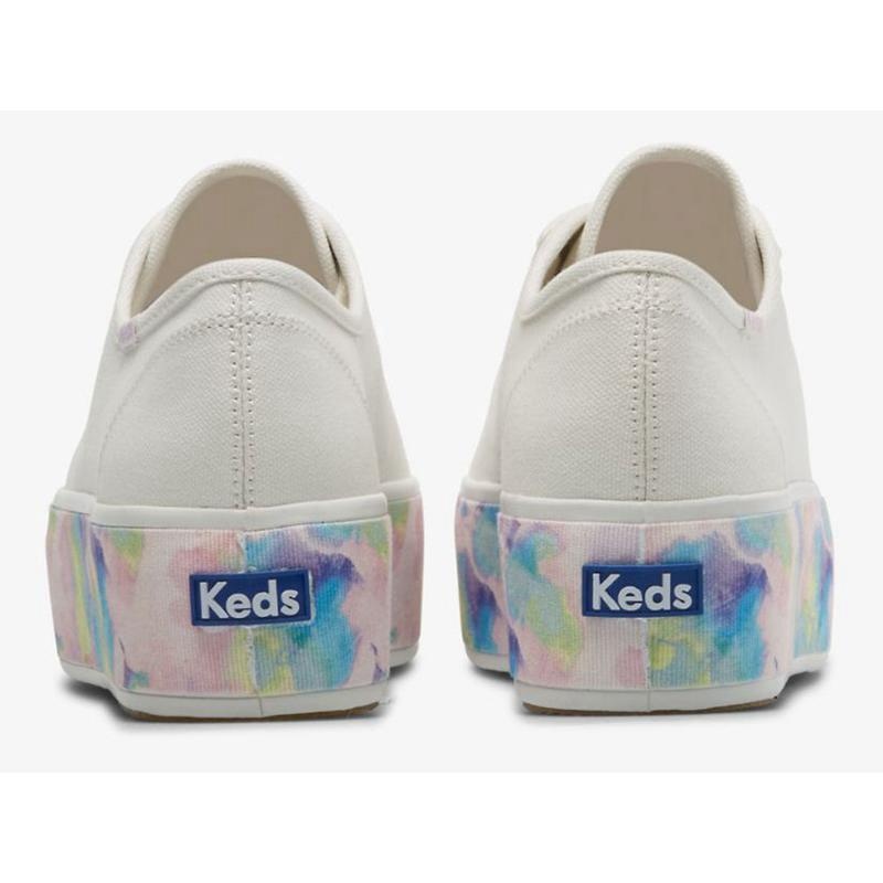 Keds Triple Up Abstract Floral Foxing Platform Sneakers Kadın Beyaz Renkli | GCDFY-2973