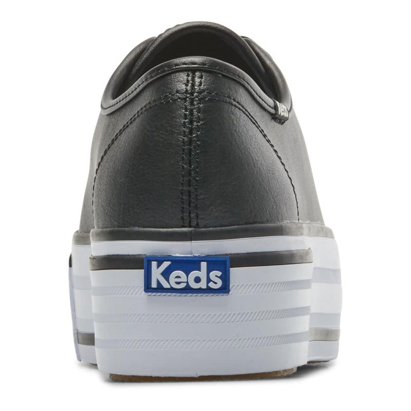 Keds Triple Up Deri Bumper Foxing Leather Sneakers Kadın Black/White | MUYAW-2435