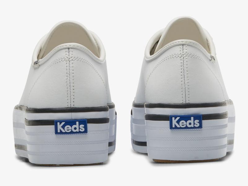 Keds Triple Up Deri Bumper Foxing Leather Sneakers Kadın Beyaz | QJKYO-4917