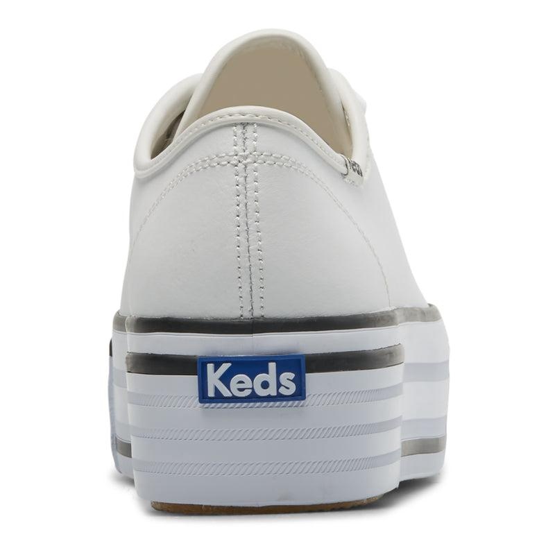 Keds Triple Up Deri Bumper Foxing Leather Sneakers Kadın Beyaz | QJKYO-4917