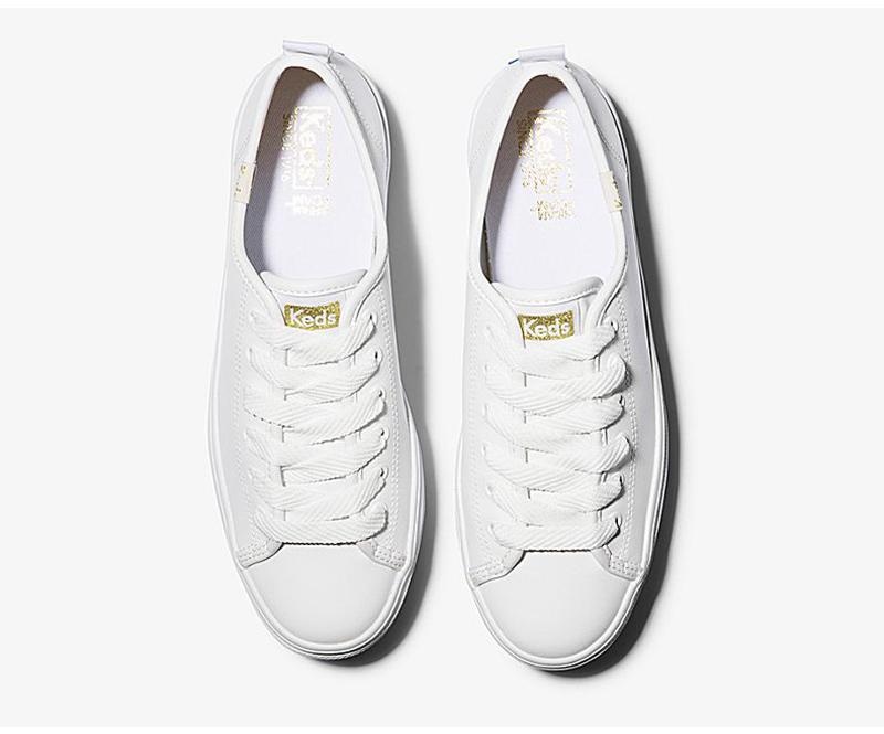 Keds Triple Up Deri Leather Sneakers Kadın Beyaz | PBGMX-5014