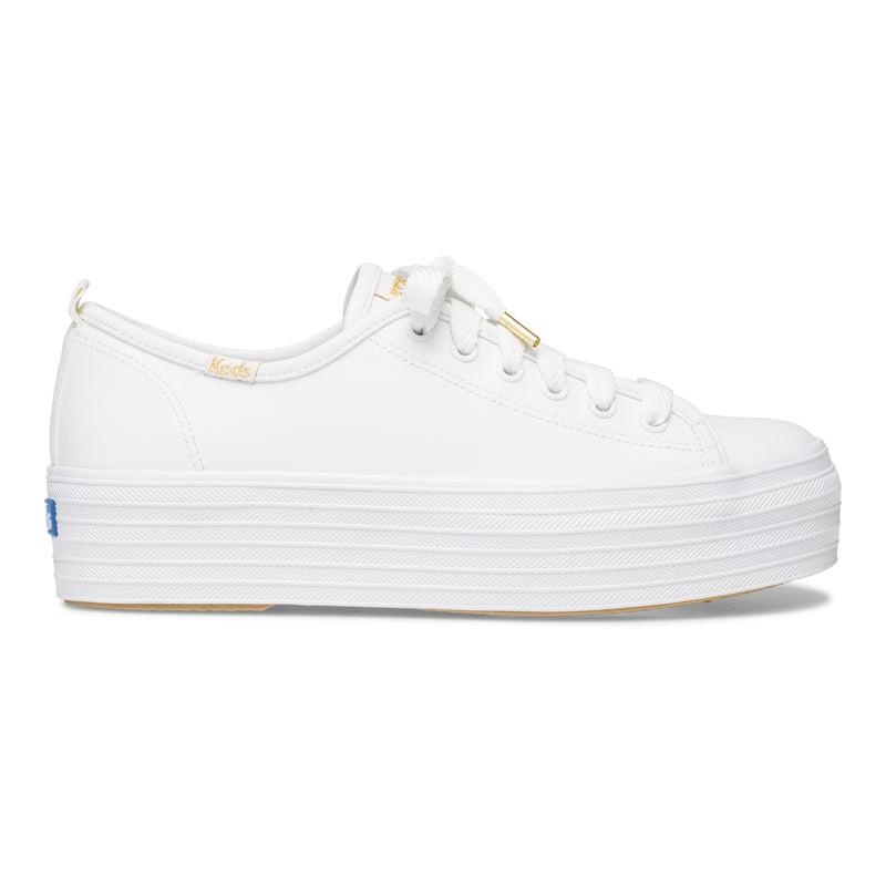 Keds Triple Up Deri Leather Sneakers Kadın Beyaz | PBGMX-5014