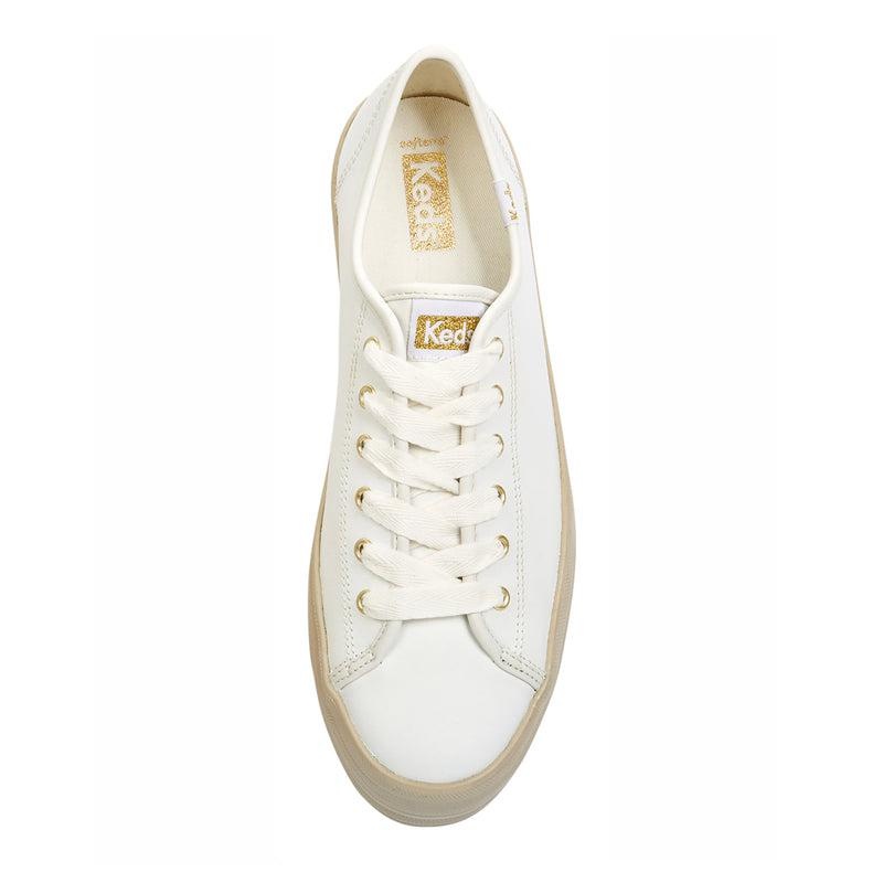 Keds Triple Up Deri Shine Foxing Leather Sneakers Kadın Beyaz | ZIFCS-0947