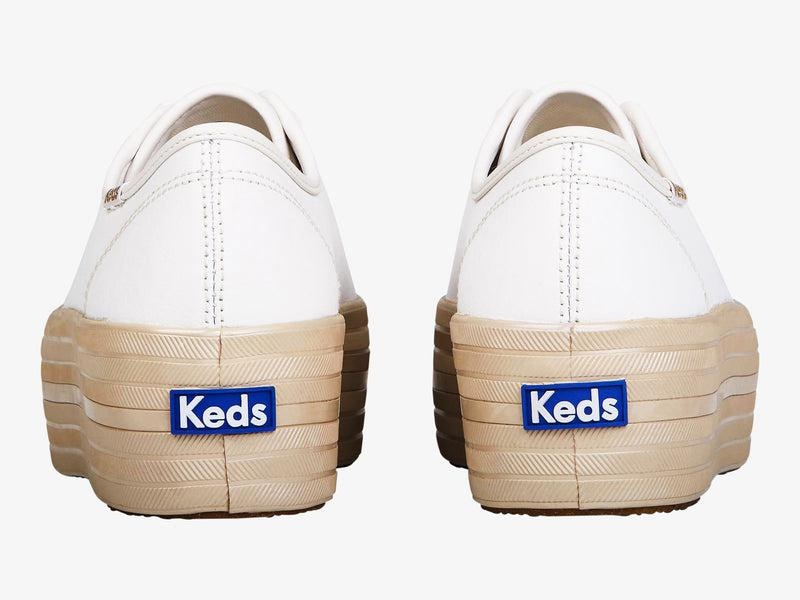 Keds Triple Up Deri Shine Foxing Platform Sneakers Kadın Beyaz | EODJC-7098