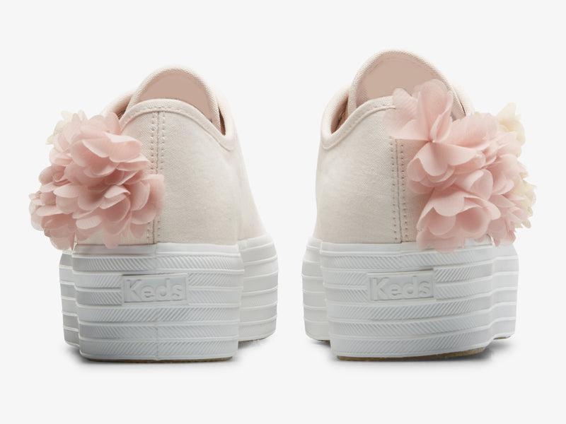 Keds Triple Up Floral Applique Cel Canvas Kadın Pembe | DHIPZ-4710