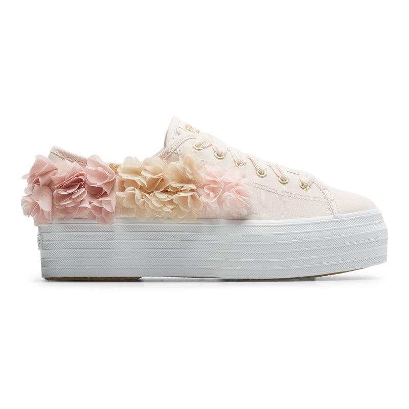 Keds Triple Up Floral Applique Cel Canvas Kadın Pembe | DHIPZ-4710