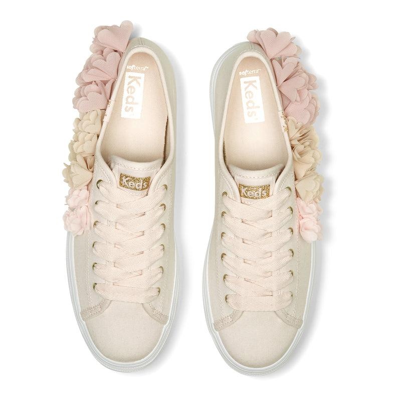 Keds Triple Up Floral Applique Cel Platform Sneakers Kadın Pembe | VXQFH-4056