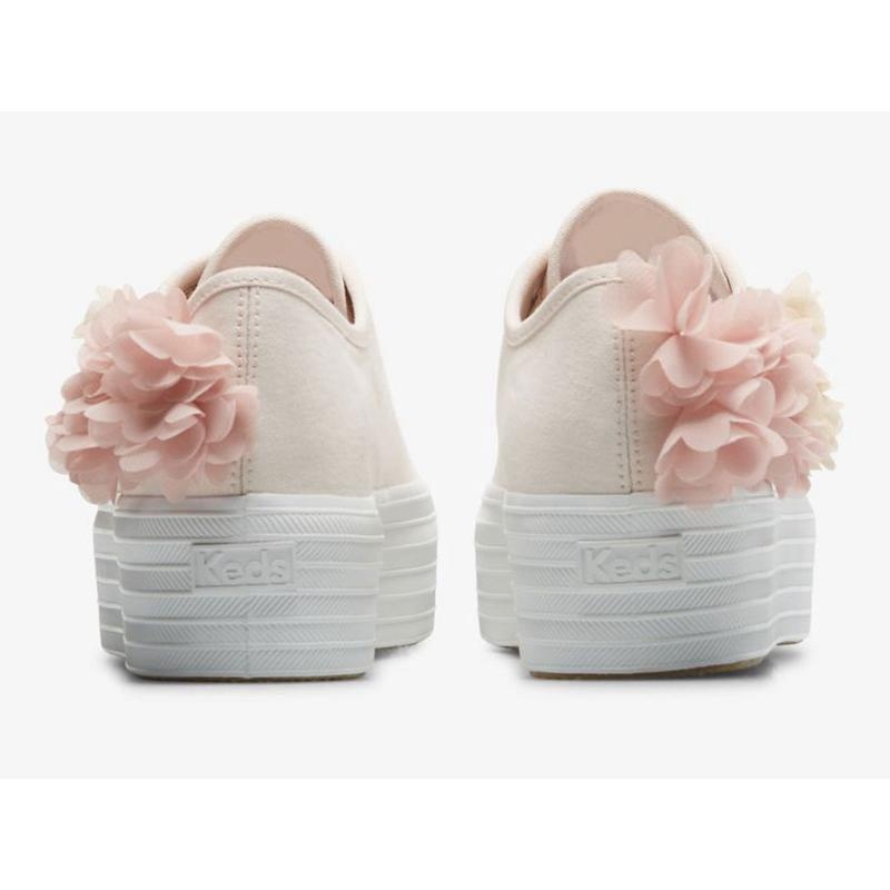 Keds Triple Up Floral Applique Celebrations Platform Sneakers Kadın Pembe | OUZEY-0241