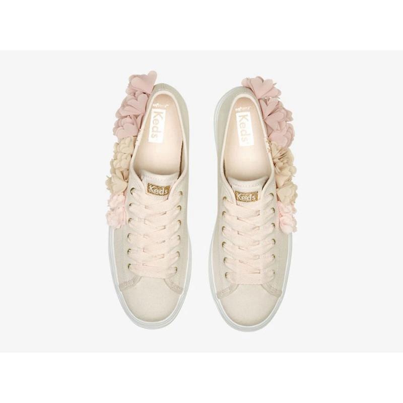 Keds Triple Up Floral Applique Celebrations Lace Ups Kadın Pembe | PEDIS-9472