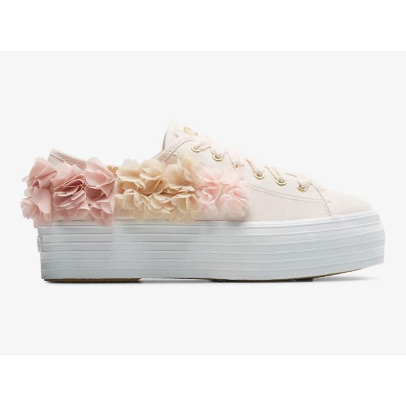 Keds Triple Up Floral Applique Celebrations Lace Ups Kadın Pembe | PEDIS-9472