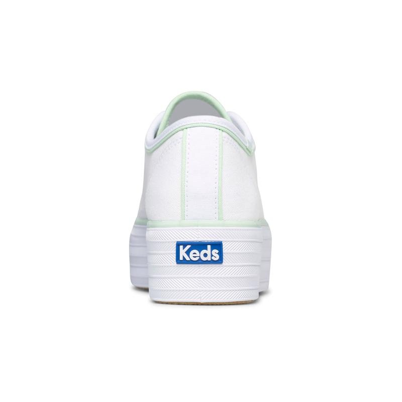 Keds Triple Up Kanvas Hits Canvas Kadın White/Mint | NBYXK-6814