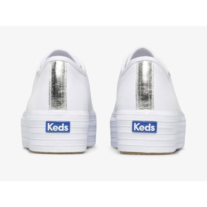 Keds Triple Up Kanvas Lace Ups Kadın Beyaz | JOKIS-5264