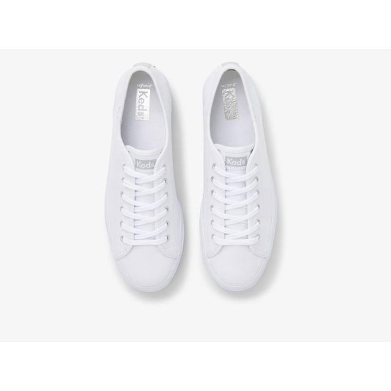 Keds Triple Up Kanvas Lace Ups Kadın Beyaz | JOKIS-5264