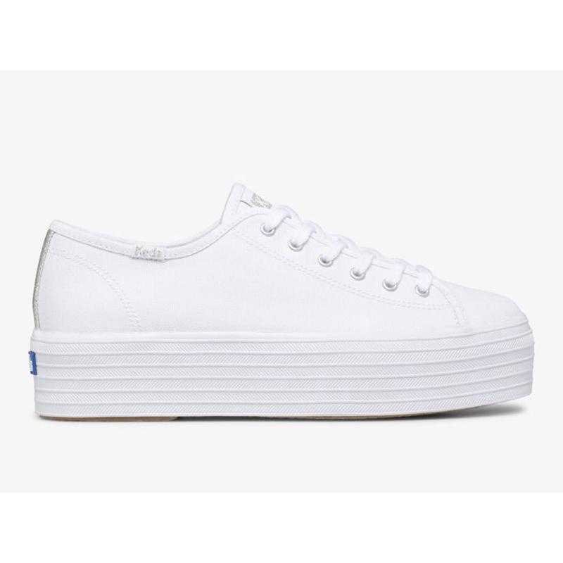 Keds Triple Up Kanvas Lace Ups Kadın Beyaz | JOKIS-5264