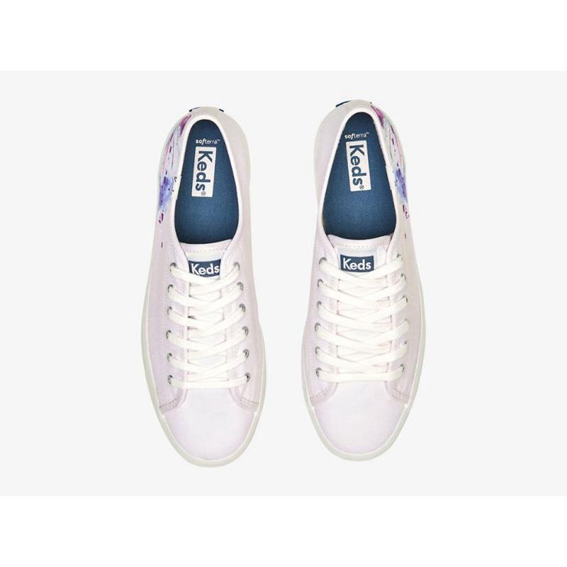 Keds Triple Up Kanvas Painterly Floral Lace Ups Kadın Açık Pembe | REYSG-4350