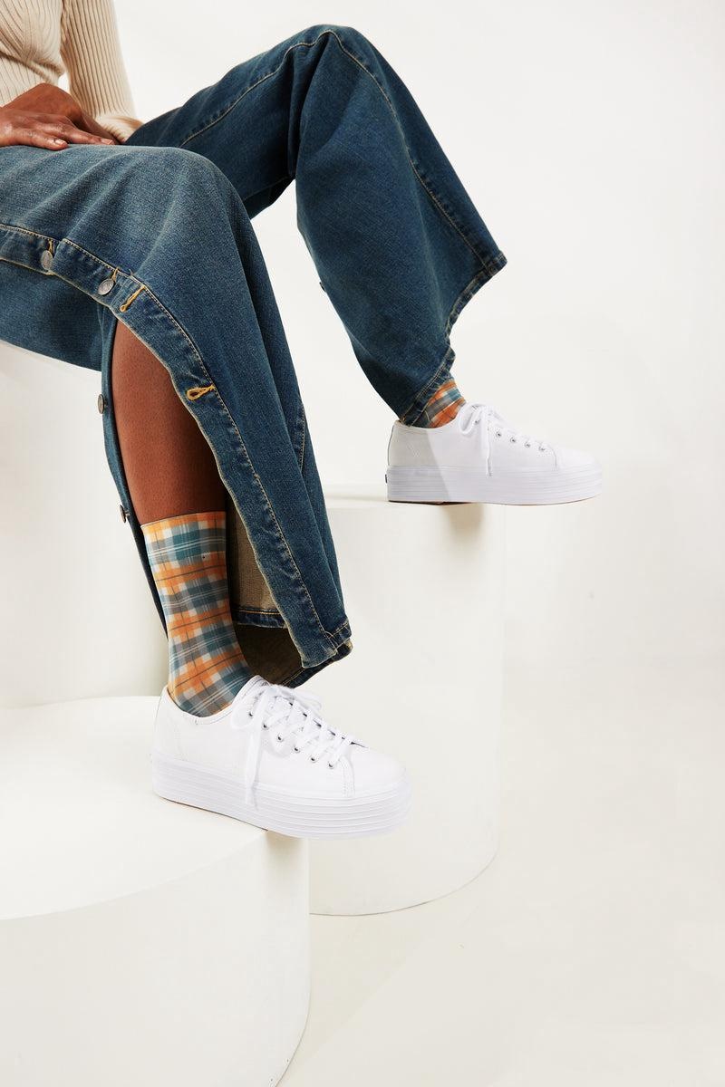 Keds Triple Up Kanvas Platform Sneakers Kadın Beyaz | CUWNY-0961