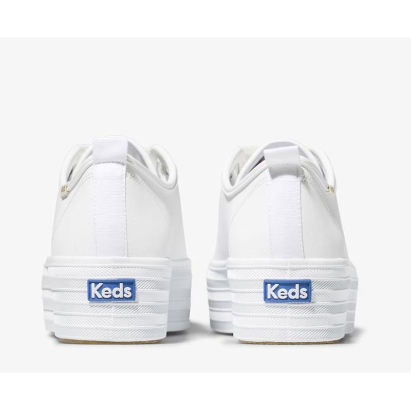 Keds Triple Up Leather Sneakers Kadın Beyaz | GXQIC-5039