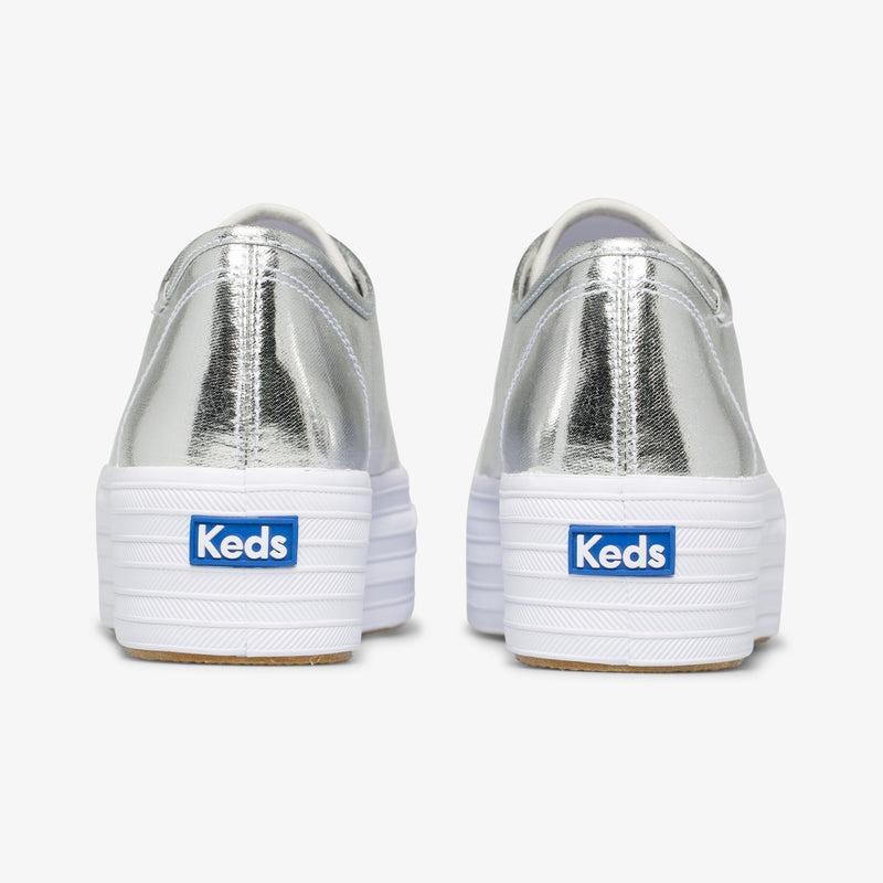 Keds Triple Up Metallic Twill Canvas Kadın Gümüş | OXHBM-4036