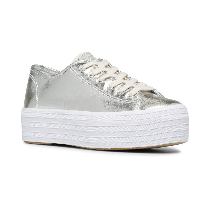 Keds Triple Up Metallic Twill Canvas Kadın Gümüş | OXHBM-4036