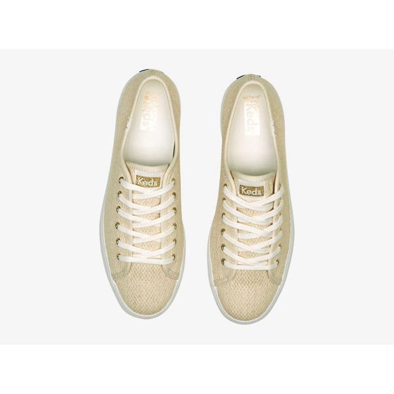 Keds Triple Up Metallic Woven Lace Ups Kadın Altın | SYJMD-0476