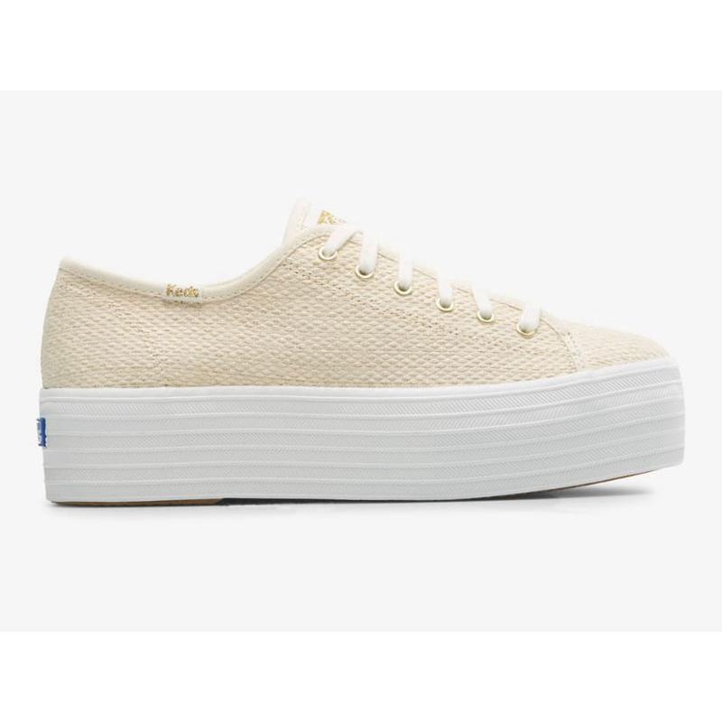 Keds Triple Up Metallic Woven Lace Ups Kadın Altın | SYJMD-0476