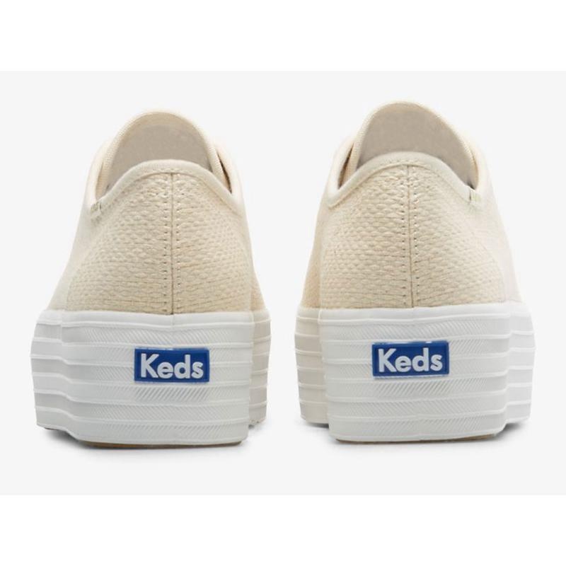 Keds Triple Up Metallic Woven Platform Sneakers Kadın Altın | DSIZF-9128