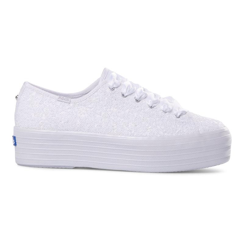 Keds Triple Up Sequins Cel Platform Sneakers Kadın Beyaz | NMBQH-4207