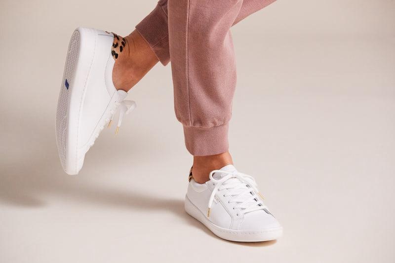 Keds x Kate Spade Ace Deri Leather Sneakers Kadın White/Leopard | EDXUY-2093