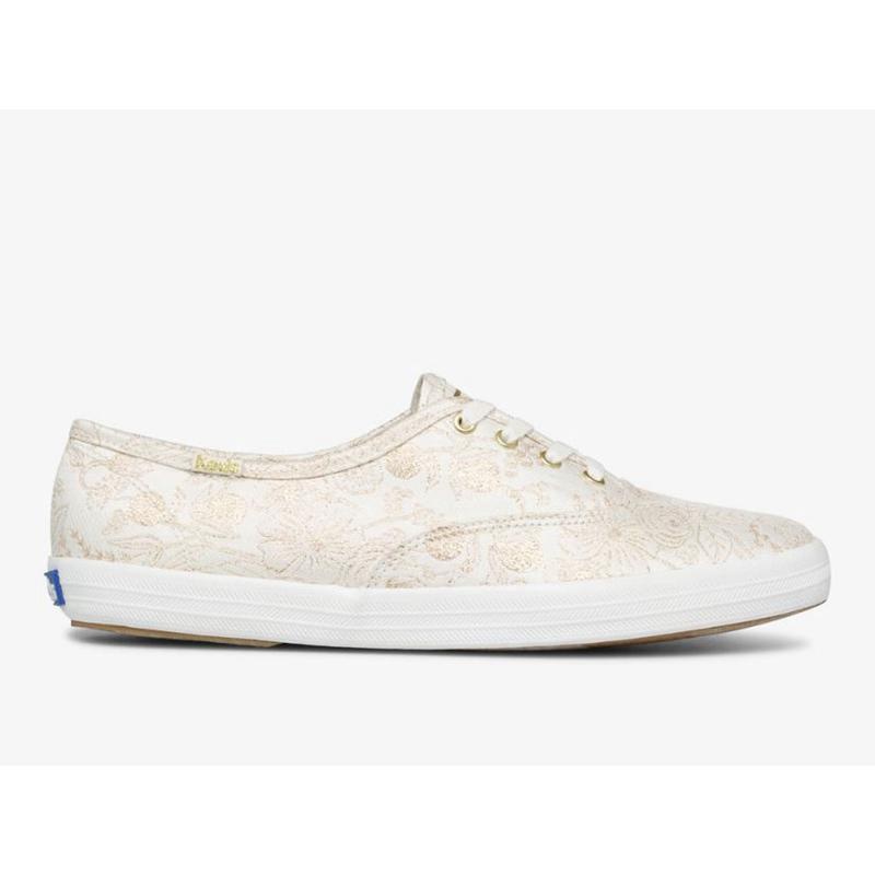 Keds x Rifle Paper Co. Champion Colette Jacquard Lace Ups Kadın Ivory Lightyellow | IQATL-6542