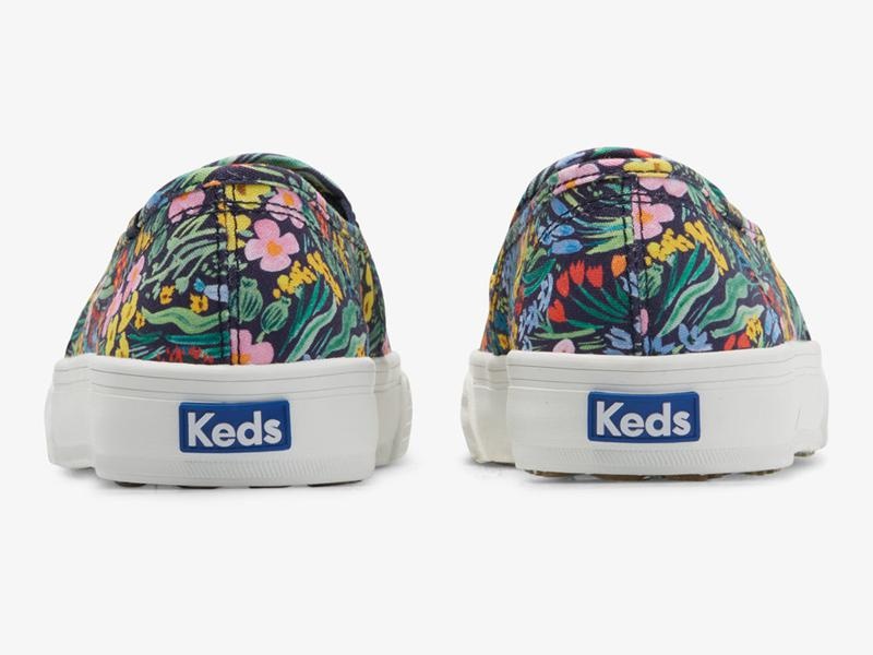 Keds x Rifle Paper Co. Double Decker Canvas Kadın Navy/Multicolor | UCRPN-7108