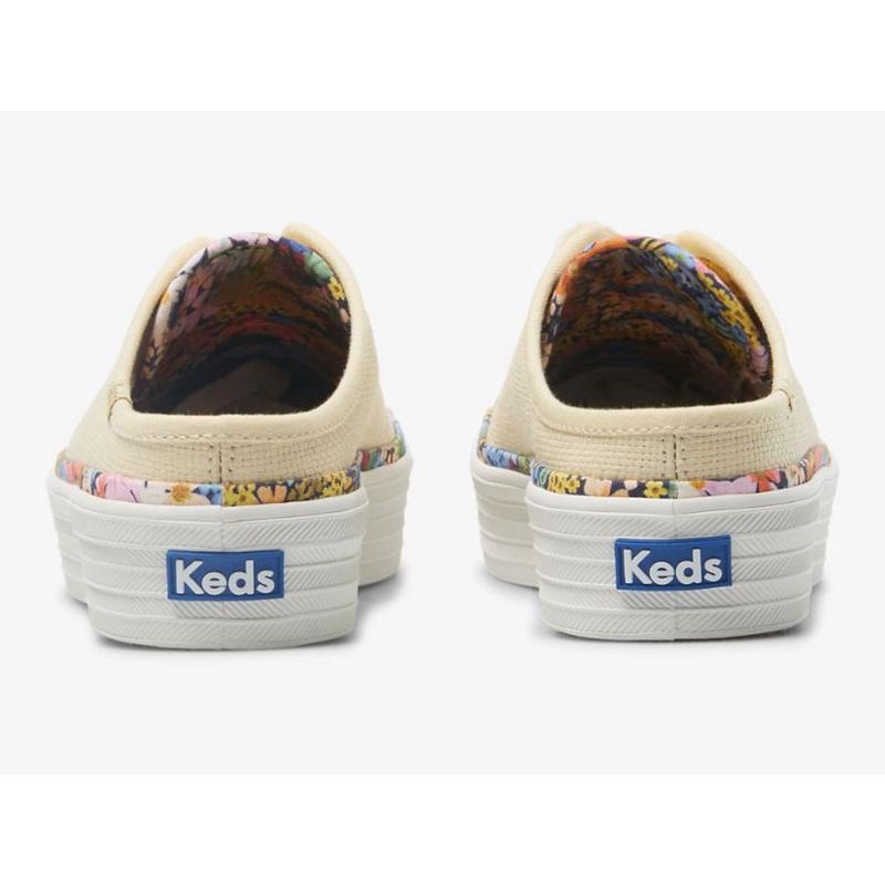 Keds x Rifle Paper Co. Kickstart Mule Raffia Platform Sneakers Kadın Bej Rengi | JIRLS-3462