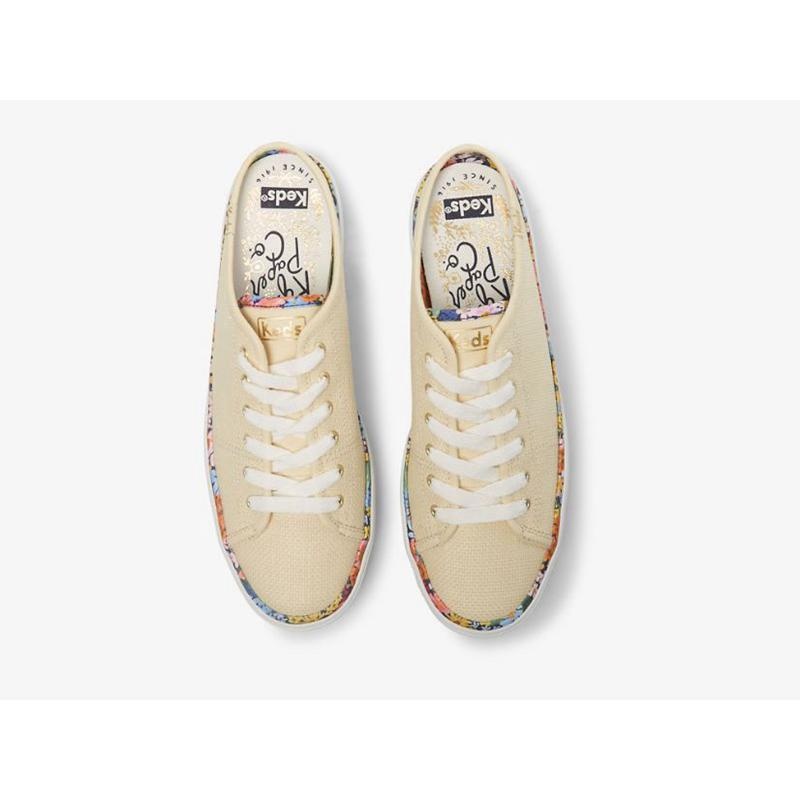 Keds x Rifle Paper Co. Kickstart Mule Raffia Platform Sneakers Kadın Bej Rengi | JIRLS-3462