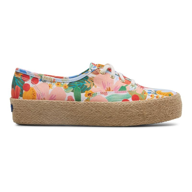 Keds x Rifle Paper Co. The Platform Jute Prints Kadın White/Multicolor | PCGVB-1495