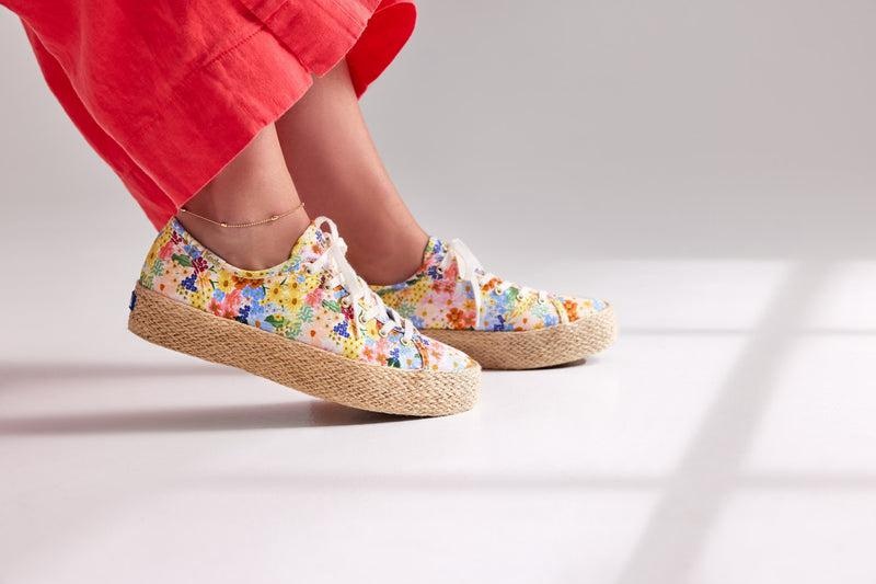 Keds x Rifle Paper Co. Triple Kick Canvas Kadın White/Multicolor | HBWSG-3617