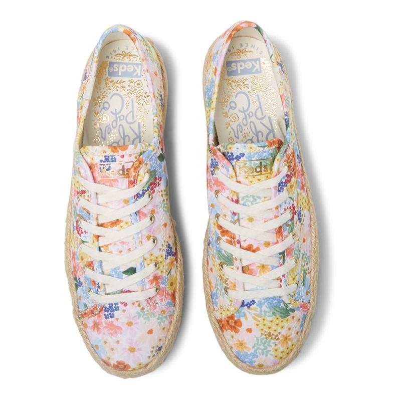 Keds x Rifle Paper Co. Triple Kick Canvas Kadın White/Multicolor | HBWSG-3617