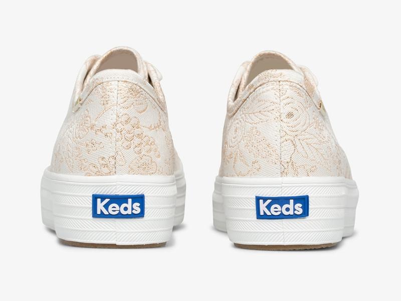 Keds x Rifle Paper Co. Triple Kick Colette Jacquard Sneaker Canvas Kadın Beyaz | MBGLX-4621