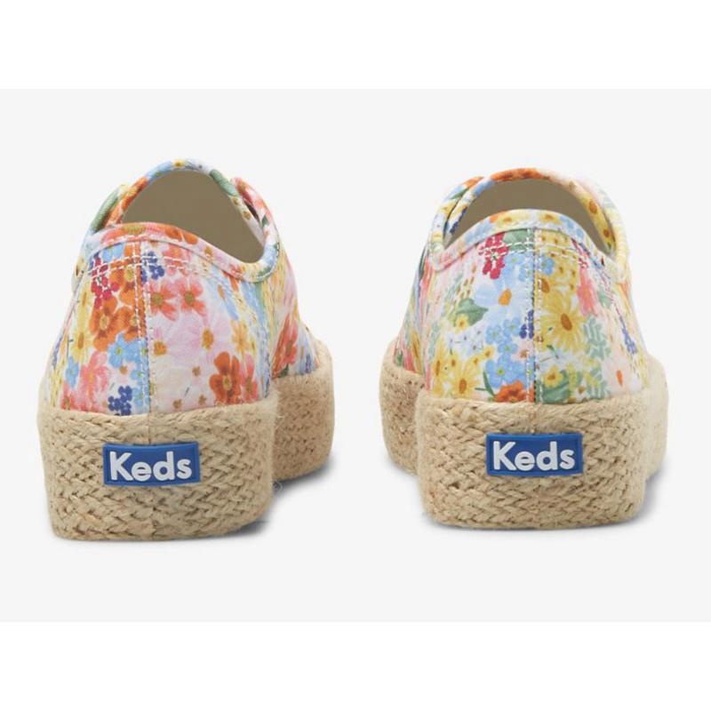 Keds x Rifle Paper Co. Triple Kick Jute Margaux Platform Sneakers Kadın Beyaz Renkli | VJIQO-7683