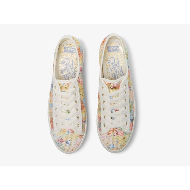 Keds x Rifle Paper Co. Triple Kick Mesh Margaux Platform Sneakers Kadın Beyaz Renkli | IUZQD-5803