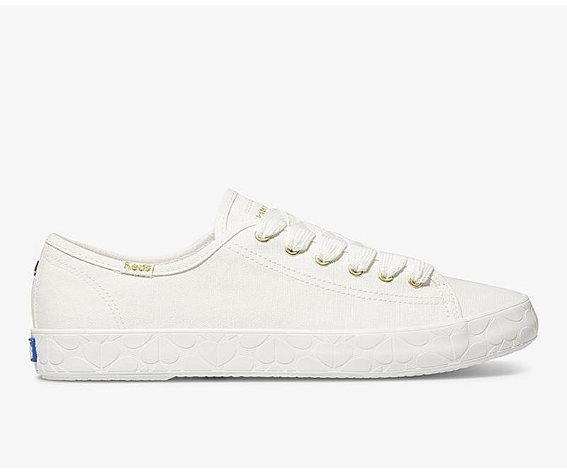 Keds x kate spade new york Kickstart Logo Foxing Canvas Kadın Beyaz | WXLYO-4253